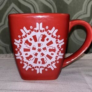Starbucks 2004 Red Snowflake Square Coffee Mug